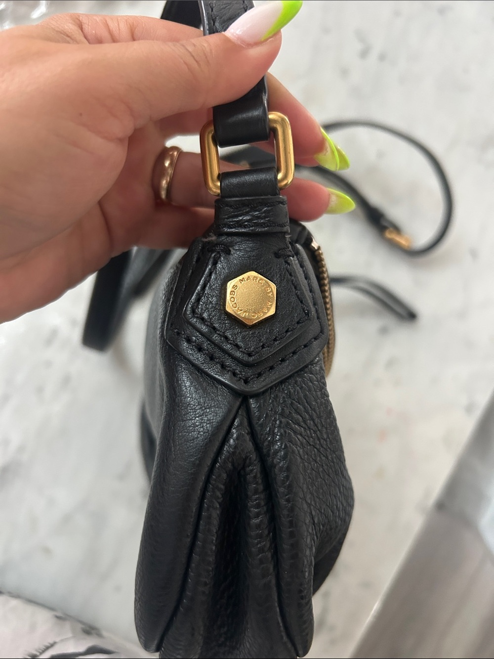 Marc By Marc Jacobs MINI Black Pebbled Leather Crossbody with Gold Hardware - Picture 9 of 12